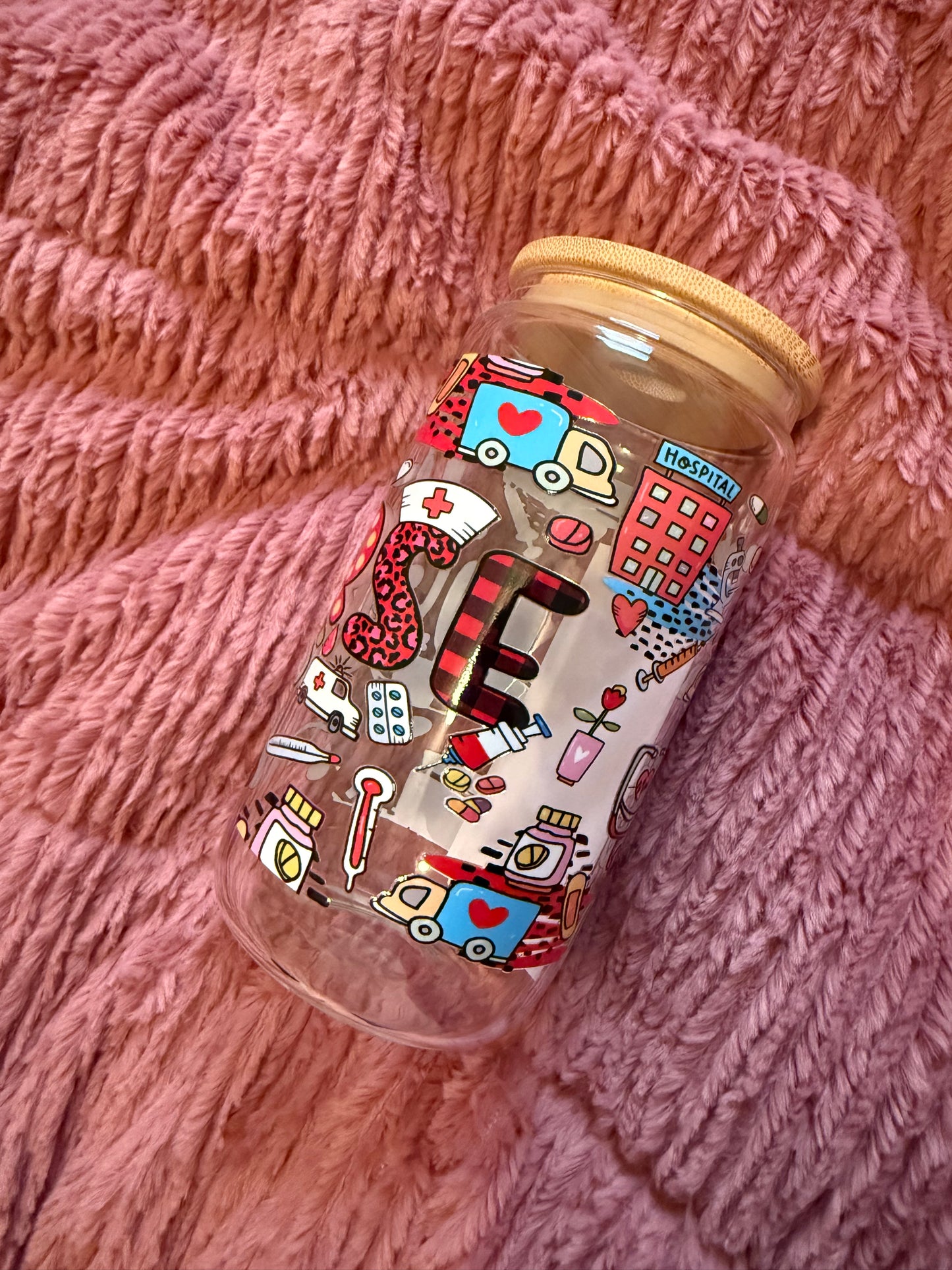 Nurse 16oz Glass Can