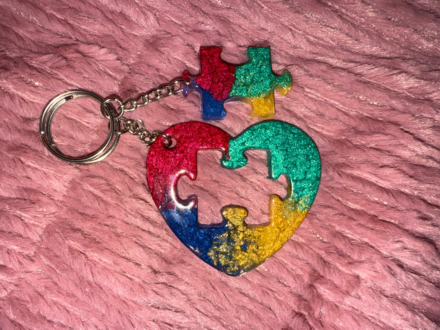 Heart Puzzle Piece Keychain Set