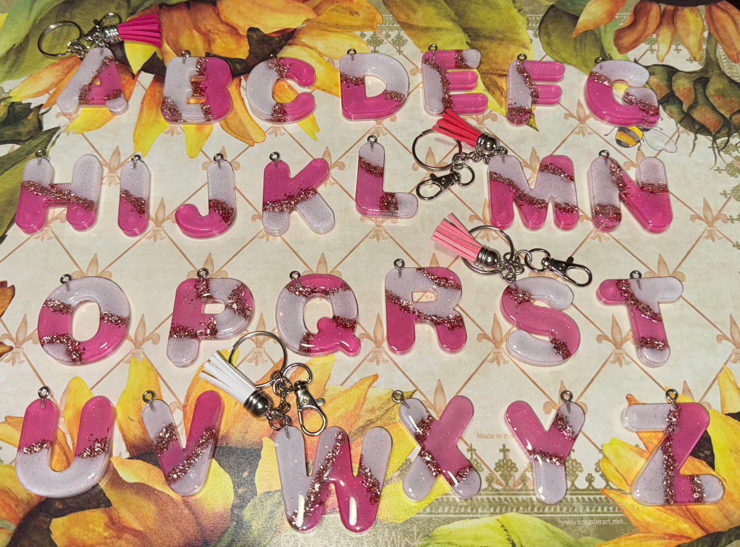 Pink Split Bubble Letter Keychains