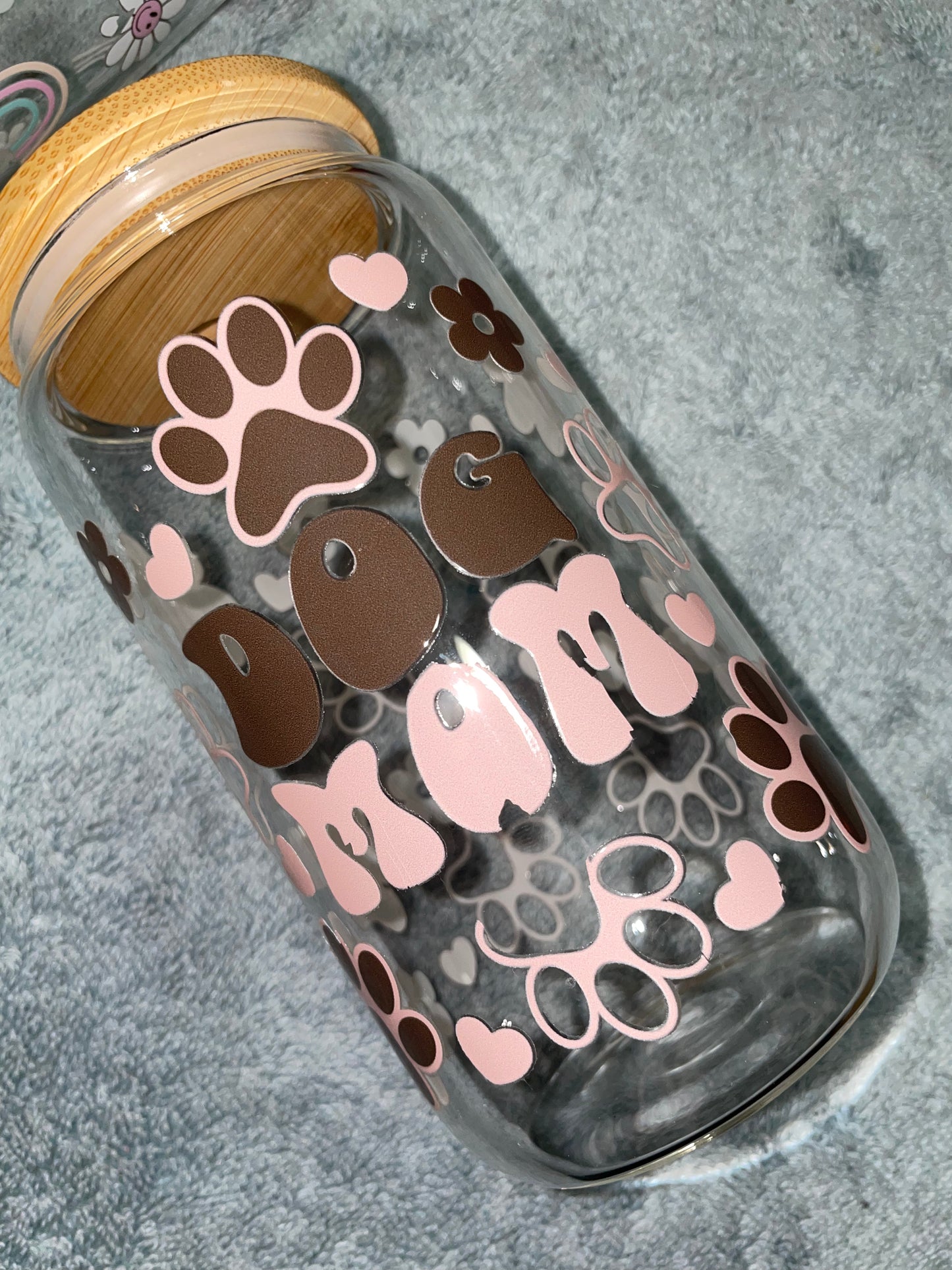 — MESS UP — HALF OFF — Dog Mom 16oz Glass Can