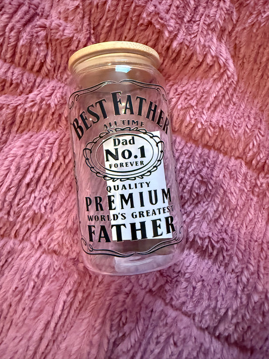 Best Father 16oz Glass Can