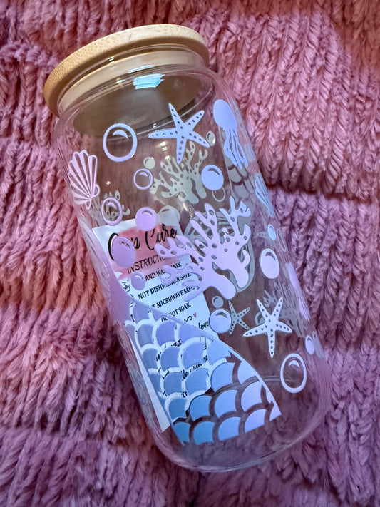 Mermaid 16oz Glass Can
