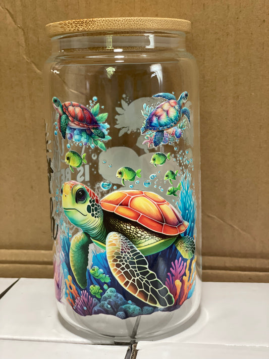 Beach Life 16oz Glass Can