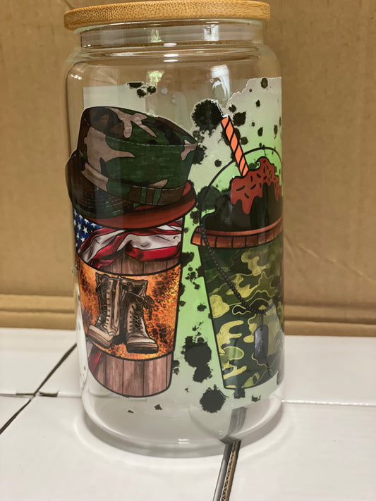 Military 16oz Glass Can