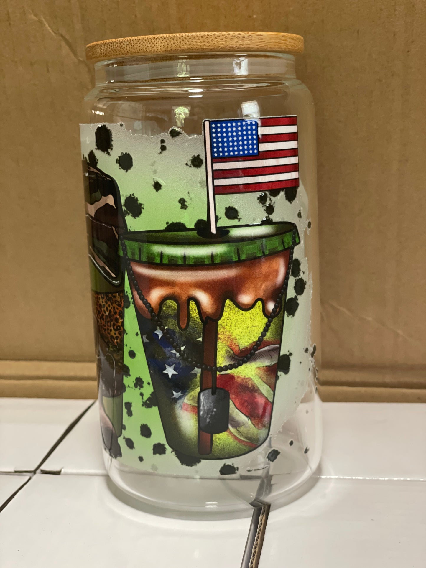 Military 16oz Glass Can