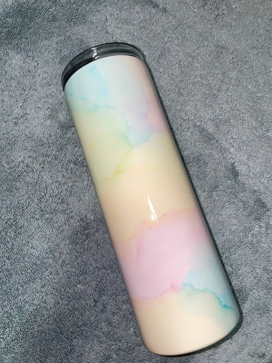 20oz Skinny Rainbow Pastel Watercolor Tumbler