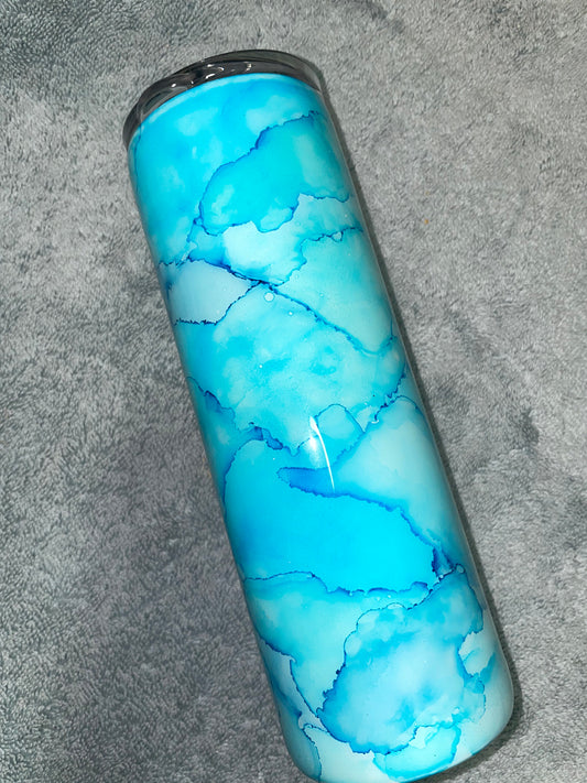 20oz Skinny Blue Watercolor Tumbler